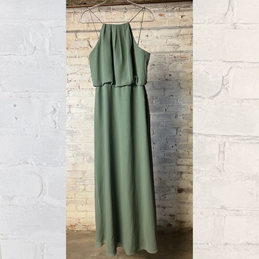 sorella vita halter evergreen chiffon bridesmaid dress [size 14]
